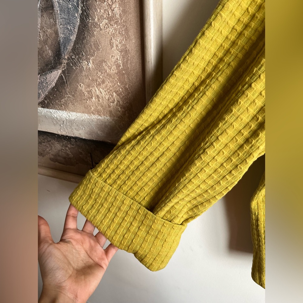 IC Collection Yellow Ribbed Button-Up Jacket - Picture 2 of 8